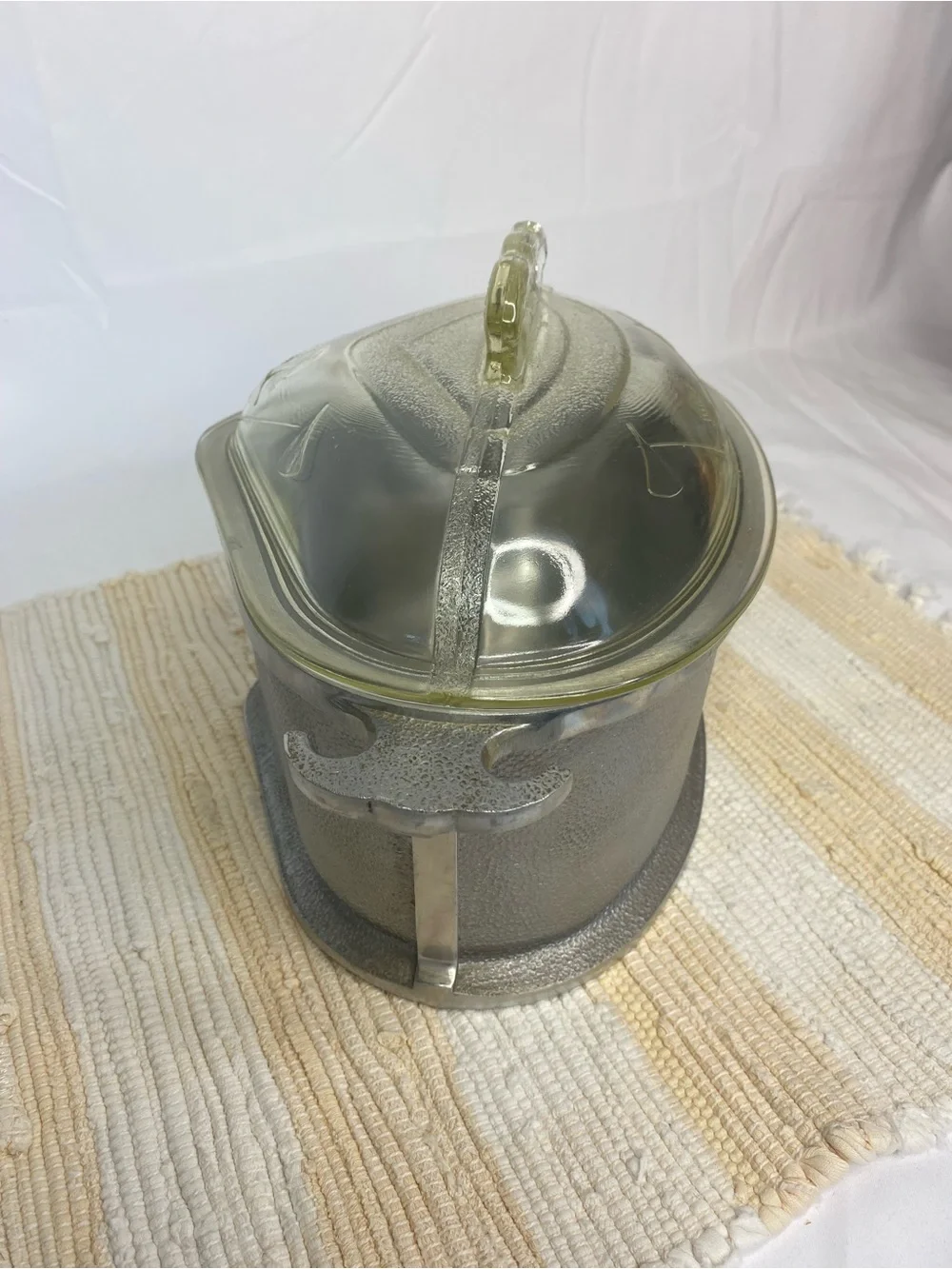 VTG GUARDIAN SERVICE COOKWARE HEART SHAPED w/GLASS LID HAMMERED ALUMINUM 2 QTS